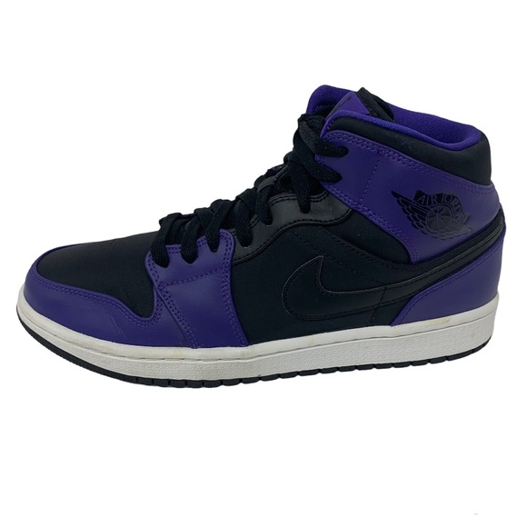 Nike Air Jordan 1 Retro Mid Black Dark Concord 554724-019 Hi-Top Shoes Size 9 - Picture 4 of 12